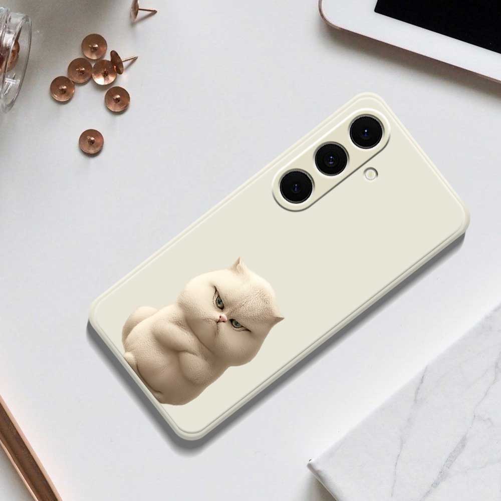 For Samsung Galaxy S24 FE Case Angry Cat Pattern Printing Straight Edge TPU Phone Back Cover