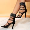 European and American sandals women's summer 2025 new hot diamond women's shoes foreign trade hot pearl Roman heels stiletto sandals