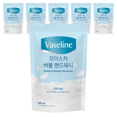 Aekyung Vaseline Moisture Bubble Sapone Mani Ricarica, 450ml, 6 pz.