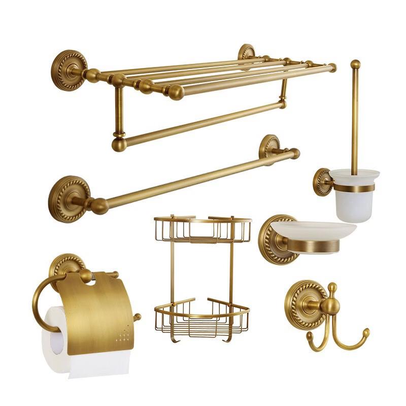 Yipan Antique European Brass Twist Towel Rack & Soap Dish