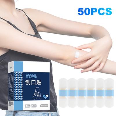 50/120Pcs PU Transparent Waterproof Band Aid Adhesive Medical Strips Invisible Wound Plaster First Aid Emergency Kit