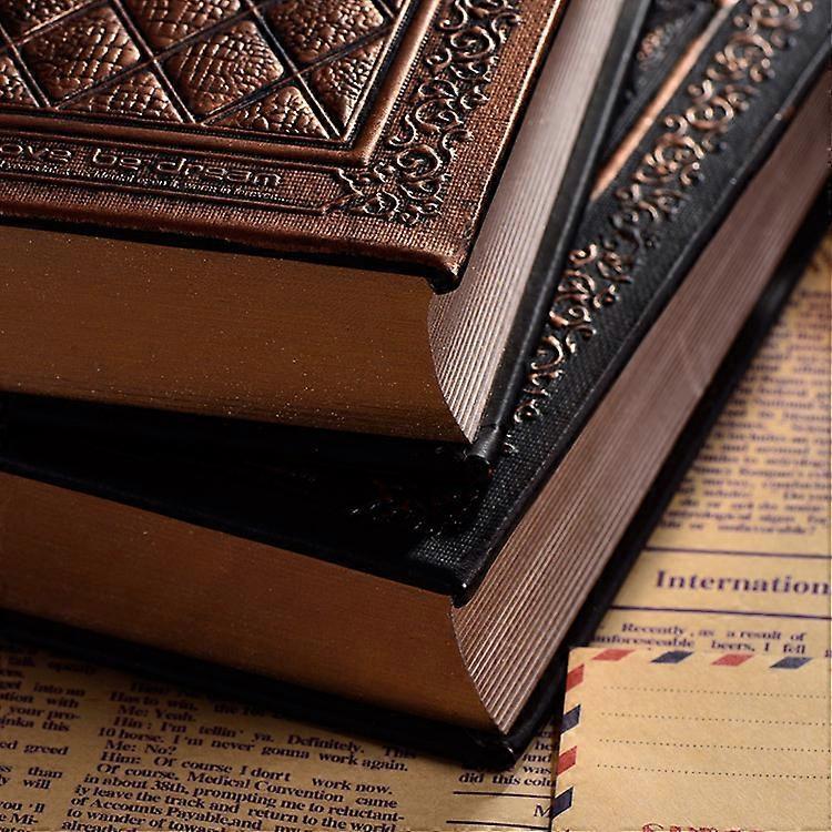 Leather Vintage Embossed Cover Notebook Life Story Book Blank Hardback Scrapbook Travel Ultra Thick Writing Journal Work Diary(1pcs, black)