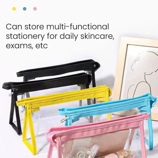 Clear Pencil Pouch Transparent Pencil Case with Zipper Stationery Toiletries Organizer Travel Cosmetic Makeup Storage Bag for School Office Supplies