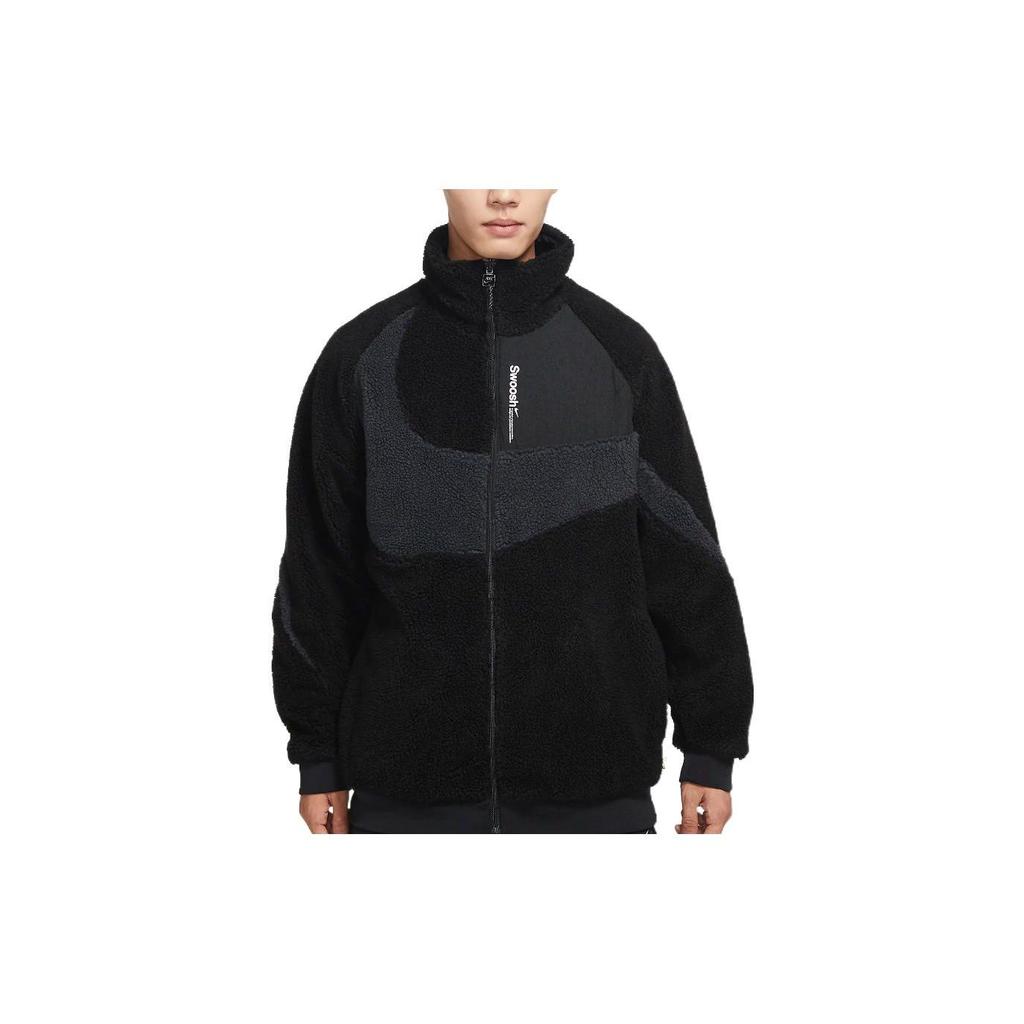 Nike Reversible Fleece Jacket With Stand Collar And Zip Men Jacket Black FB1910-010