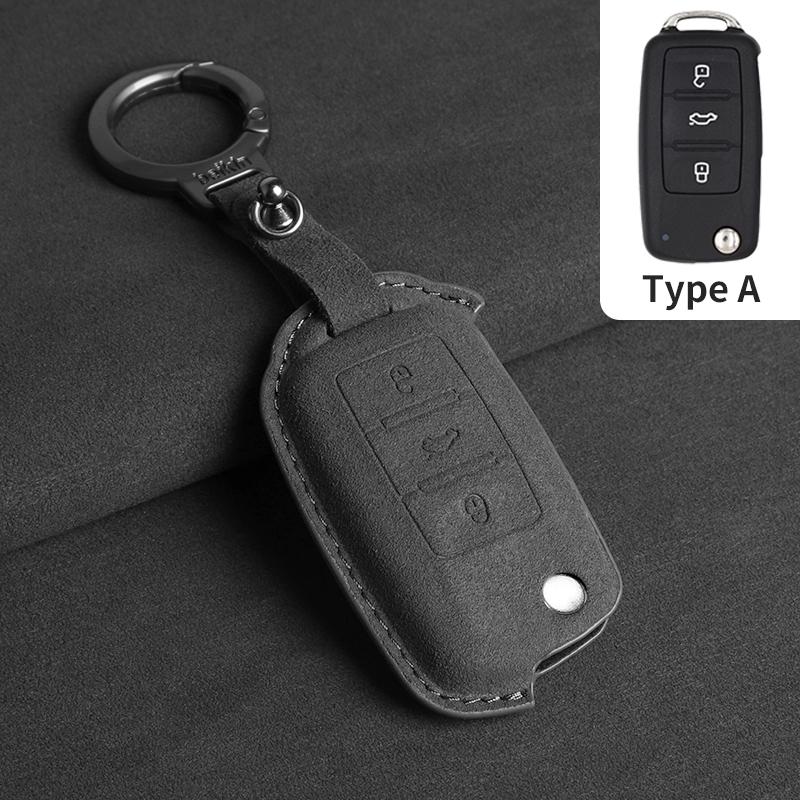 

Suede Car Flip Key Case Cover For Vw Polo Passat B6 B7 Cc Octavia A7 Kodiaq Seat Leon Golf 7 Mk7 Vii Tiguan Keychain Accessories Q27447QQ-