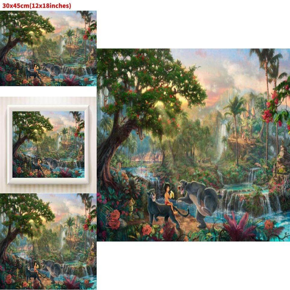 Modern Decorative Mermaid Princess Canvas Painting Cartoon/animation Style Colorful Flower Pattern Framed Spray Painted