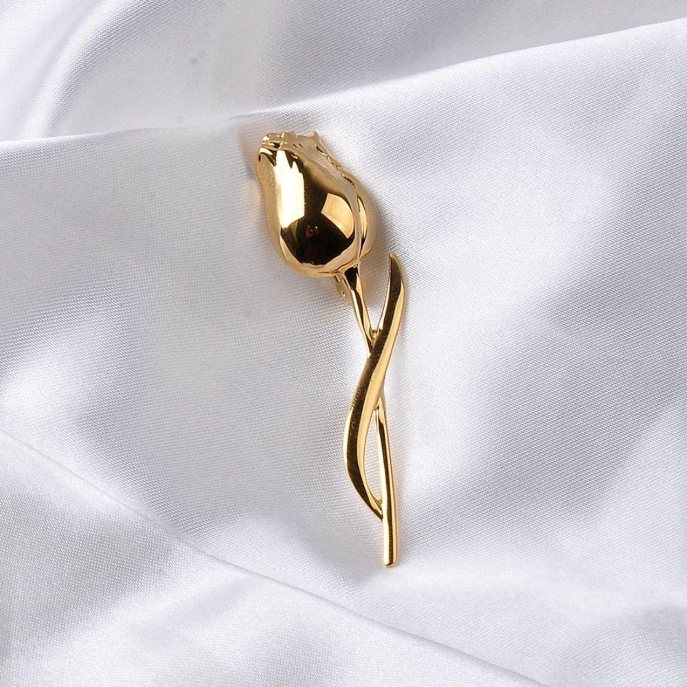 Vintage Rose Flower Brooch Gold Color Rose Brooch Unisex Lapel Pins  Jackets