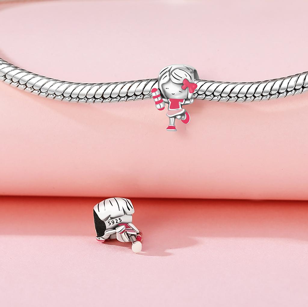 Beads Copper Charms Original Dumbbell Girl Beads Fit Bracelet Jewelry Diy Women Fine Gift Accessory