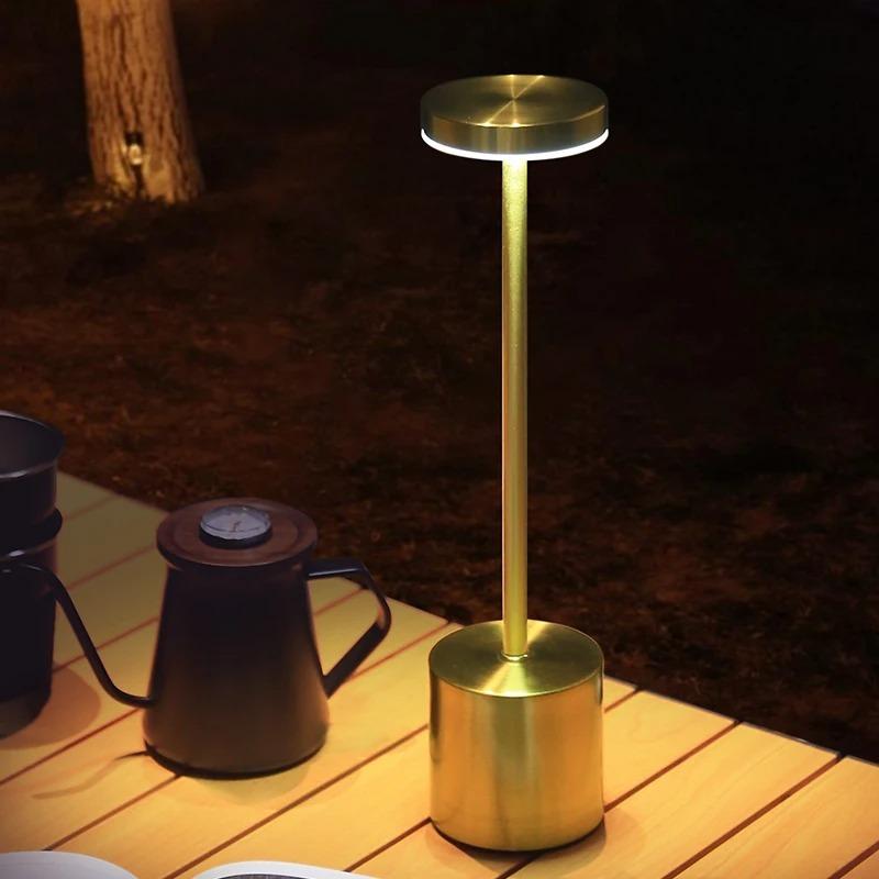 1200MAH USB Rechargeable LED Table Lamp Touch Switch Three Colors Metal Desk Lamp Bedside Lamp Hotel Bar Bedroom Decoration Night Light