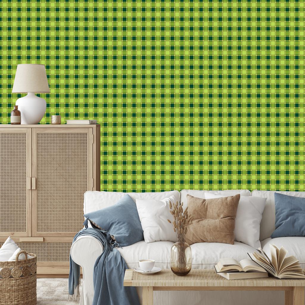 Green Checkered Wallpaper Lime and Green for Living Room and Bedroom 50x1000