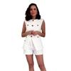 2024 Women's Solid Color Sleeveless Vest & Casual Shorts Set