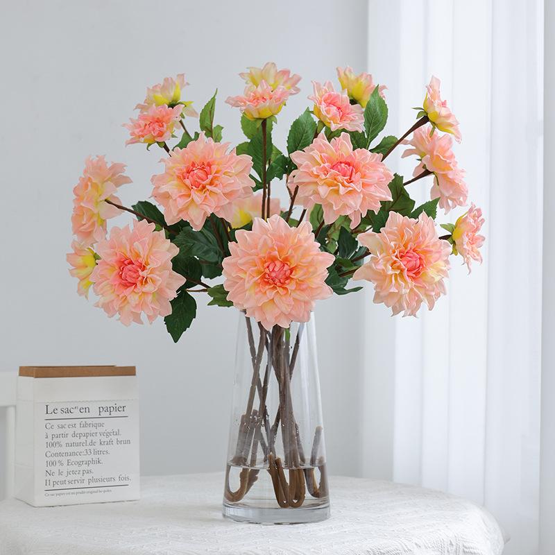 Artificial Wet Feeling Single Dahlia Artificial Flower Home Living Room Decoration Valentine'S Day Wedding Party Decoration