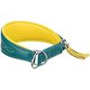 Dog Collar - TRIXIE - Active Komfort - Size S - M - Neck Circumference 33 To 42 Cm - Petrol Blue/Yellow Leather