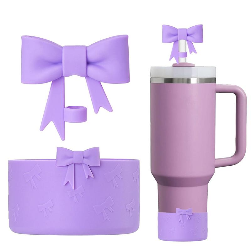 Ochranný silikonový návlek Bow pro 20/30/40oz, Nástavec na brčko Bow pro pohár Stanley 10mm/0,4in, 2 kusy příslušenství k poháru