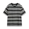 Li Ning Sports Lifestyle Series High Street American Retro Casual Striped Comfortable Short Sleeve T-Shirt Men Tops Black Moonlight-Gray ATSV515-3