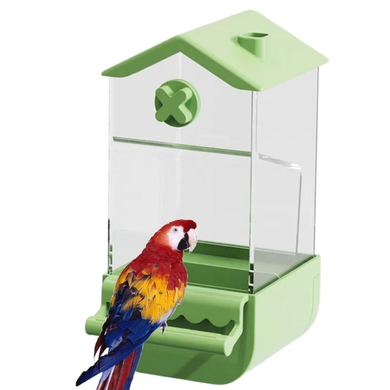 Automatic Bird Feeders Screw on Cage for Indoor Bird Feeders Transparent Visiable Large Capacity Bird Feeding Tool HX6C