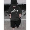 Boys Crewneck Tee , King Geometric Applique Print