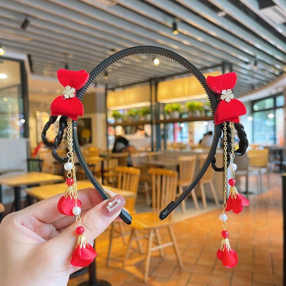 Pearl Bow Tassel Hanfu Hair Hoop Children's Headband Chinese Style Hair Band New Year Headress
