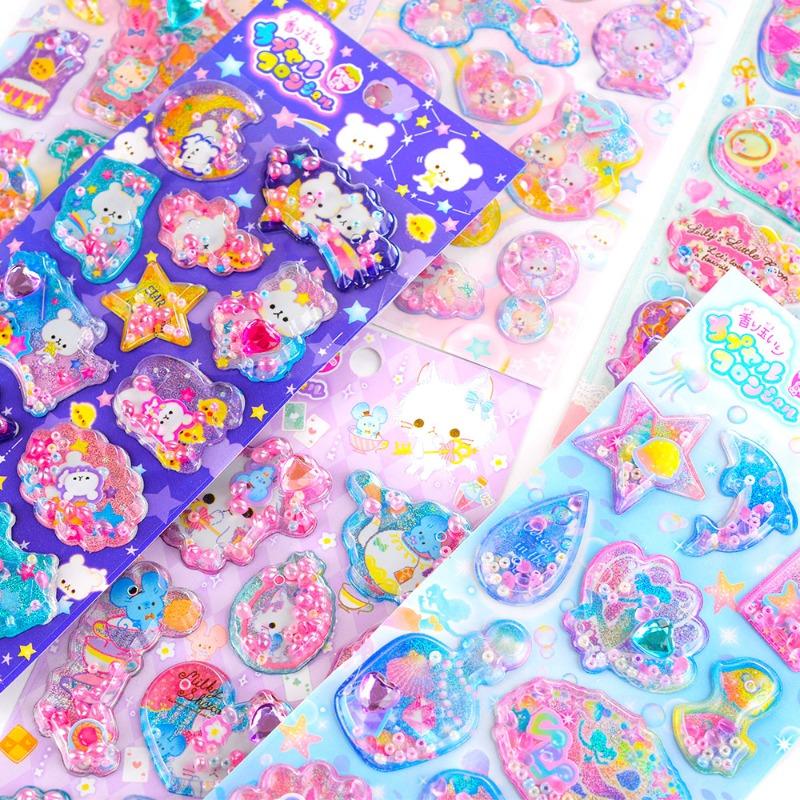 1Pcs Kawaii Cartoon Rabbit Stickers With Fragrant 3D Sticker Cute Bunny Decal Diary Scrapbooking Stationery Sticker