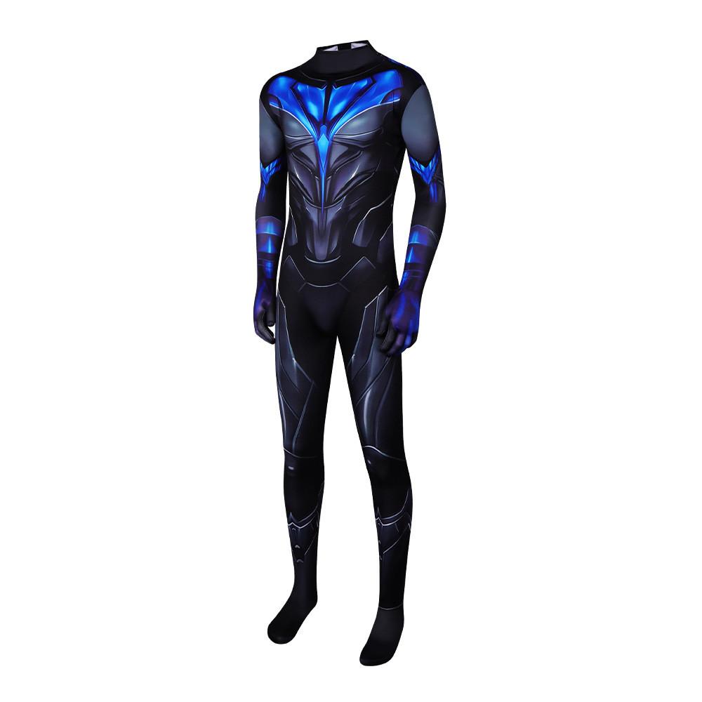 Costume Cosplay Nightwing dei Titani con Materiale Spandex per Halloween e Spettacoli Teatrali