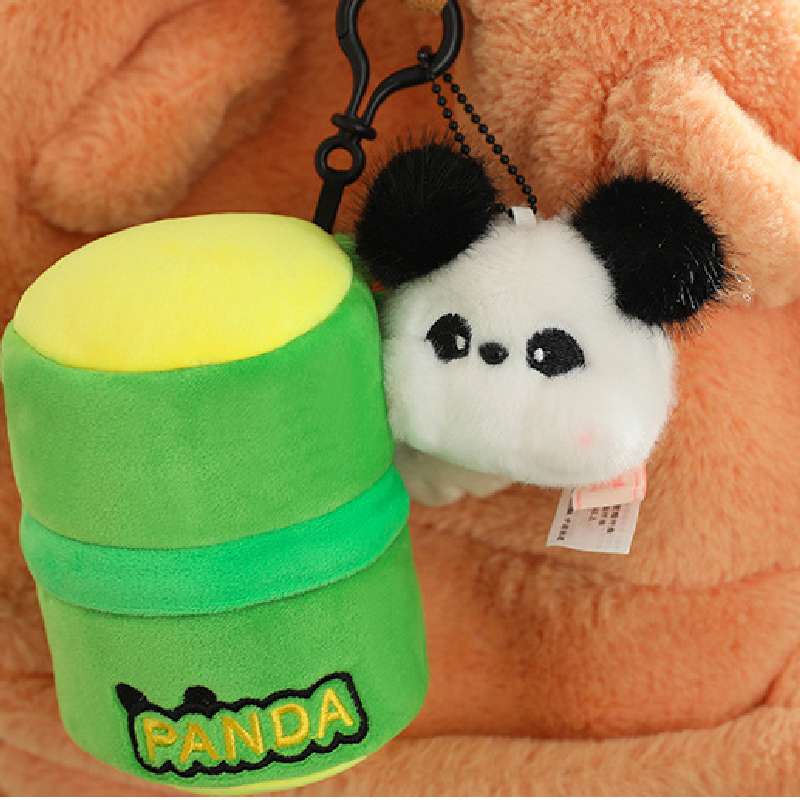 Tube Bamboo Panda Plush Toy Backpack Pendant Keychain Car Decoration Pp Cotton