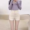 Damen Herbst Winter Y2K Passende Shorts Schwarzes PU-Leder Vielseitig Hoher Bund A-Linie Basis Heiß Hosen Mini-Shorts Vielseitig Schlanke Passform Heiß Hosen