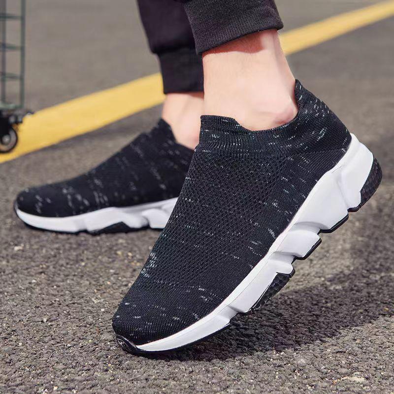 

Manufacturer men s shoes processing 2024 summer new men s shoes one-pedal sports shoes flying woven mesh breathable running shoes 39 чорний