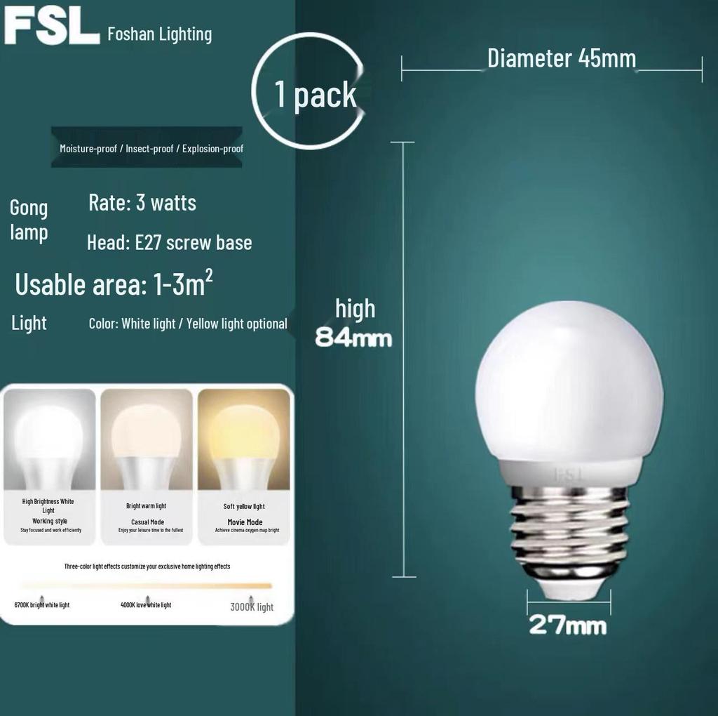Foshan LED Energy-Saving Bulb, E27 Base, Round Column, 3W-13W