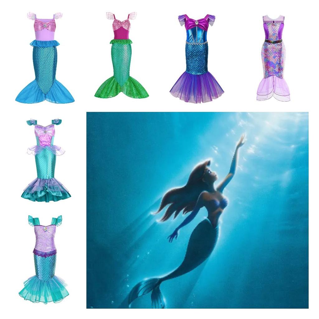 Girl's Little Mermaid Ariel Princess Dress Cosplay Costume For Children Beautiful Mermaid Skirt For Girls' Parties And Performances