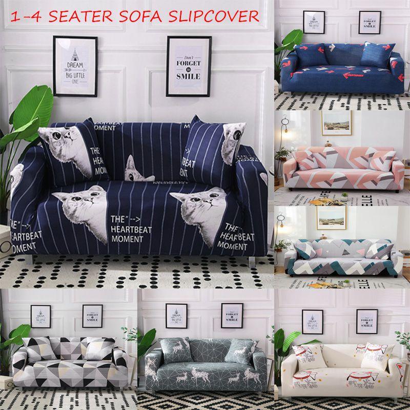 Luxurious Stretchable Slipcover With Geometric Design For 1-4 Seater Sofas Perfect Fit