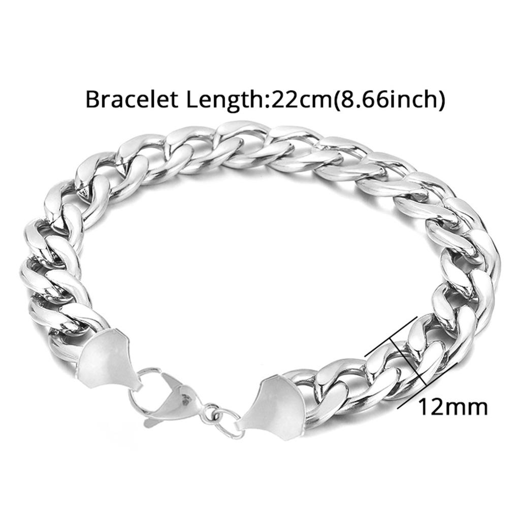 5/12MM New Trendy Thick Cuban Chain Men Bracelet Classic Silver Gold Plated Chunky Chain Bracelet For Men Women Jewelry Gift