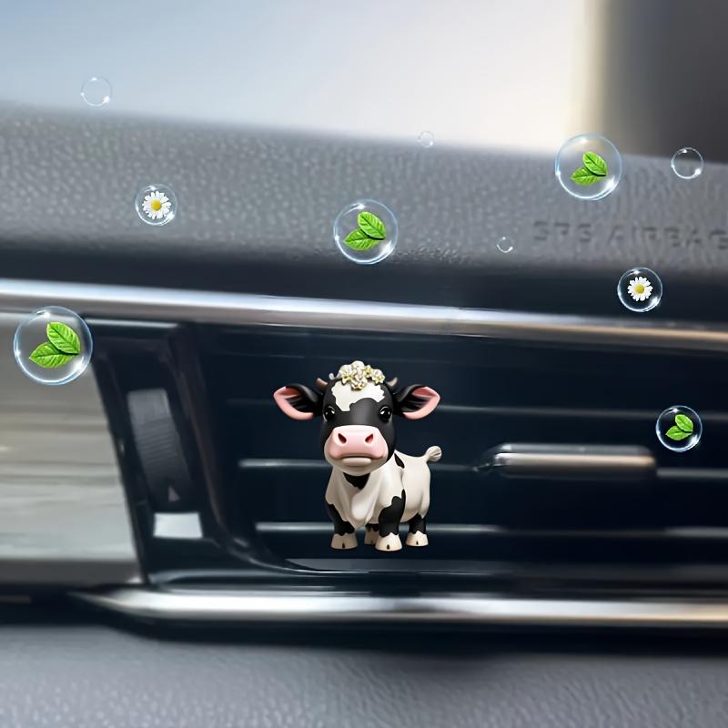 1PC Cute cow acrylic flat suitable for car air vents, aromatherapy clip, car interior decoration