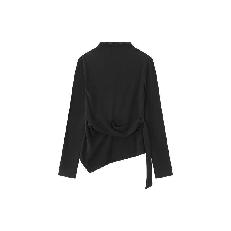 Mohan Yimei Classic Semi-High Collar Side-Tie Long Sleeve T-Shirt M