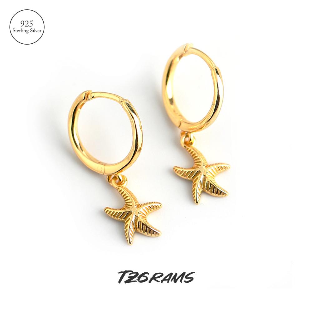 

Серьги-капли Seastar из стерлингового серебра 925 пробы для женщин, золотые маленькие висячие серьги в виде морской звезды, пляжные украшения, летние аксессуары