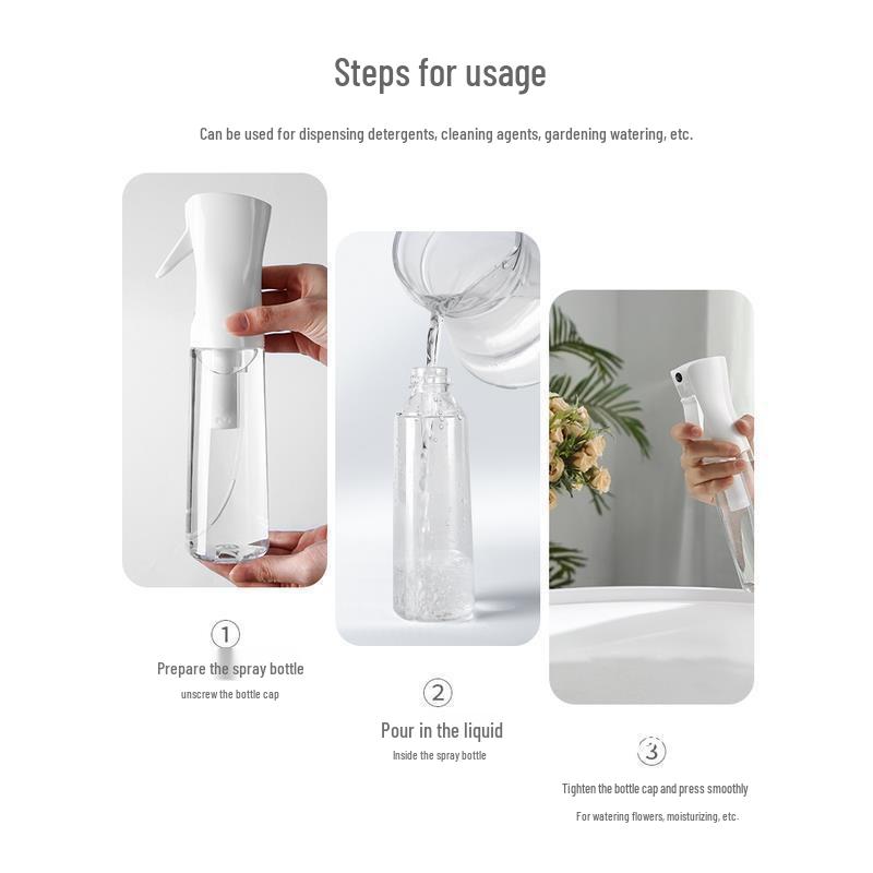 Continuous High-Pressure Fine Mist Spray Bottle for Alcohol Disinfection and Makeup Hydration
