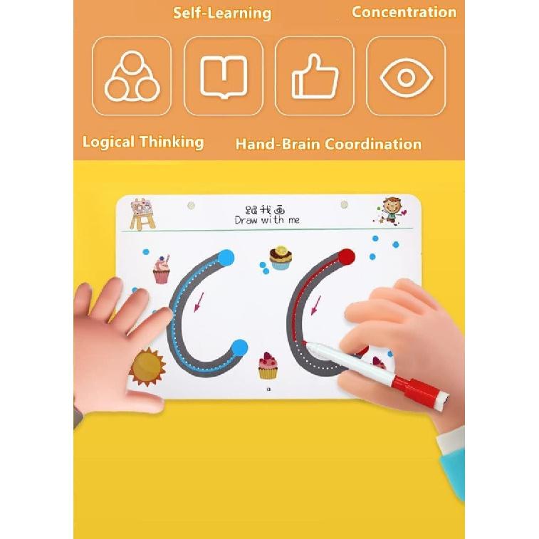 Magical Tracing Workbook Set - Reusable Pen and Eraser - Practice Tracing Books for Kids Tracing Workbook Sets,Early Educational Learning Book for