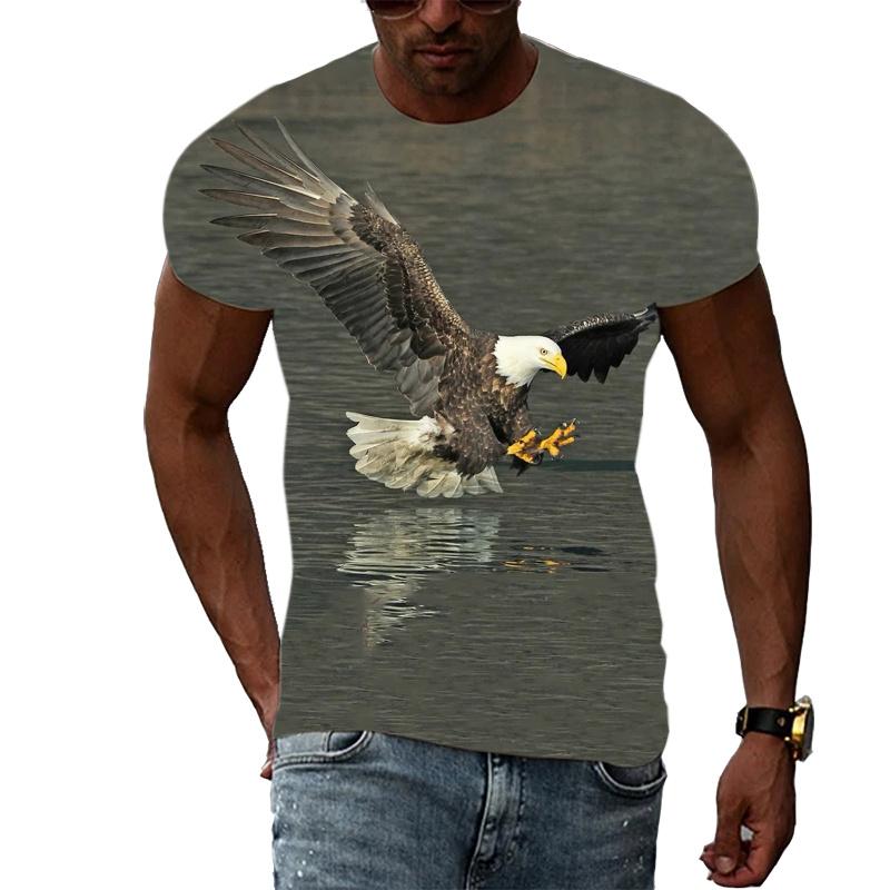 XXS-6XL Plus Size T-shirt 3D Printed Funny Eagle T Shirt For Men Cool Animal Pattern Tees Summer Loose O Neck Short Sleeve Tops