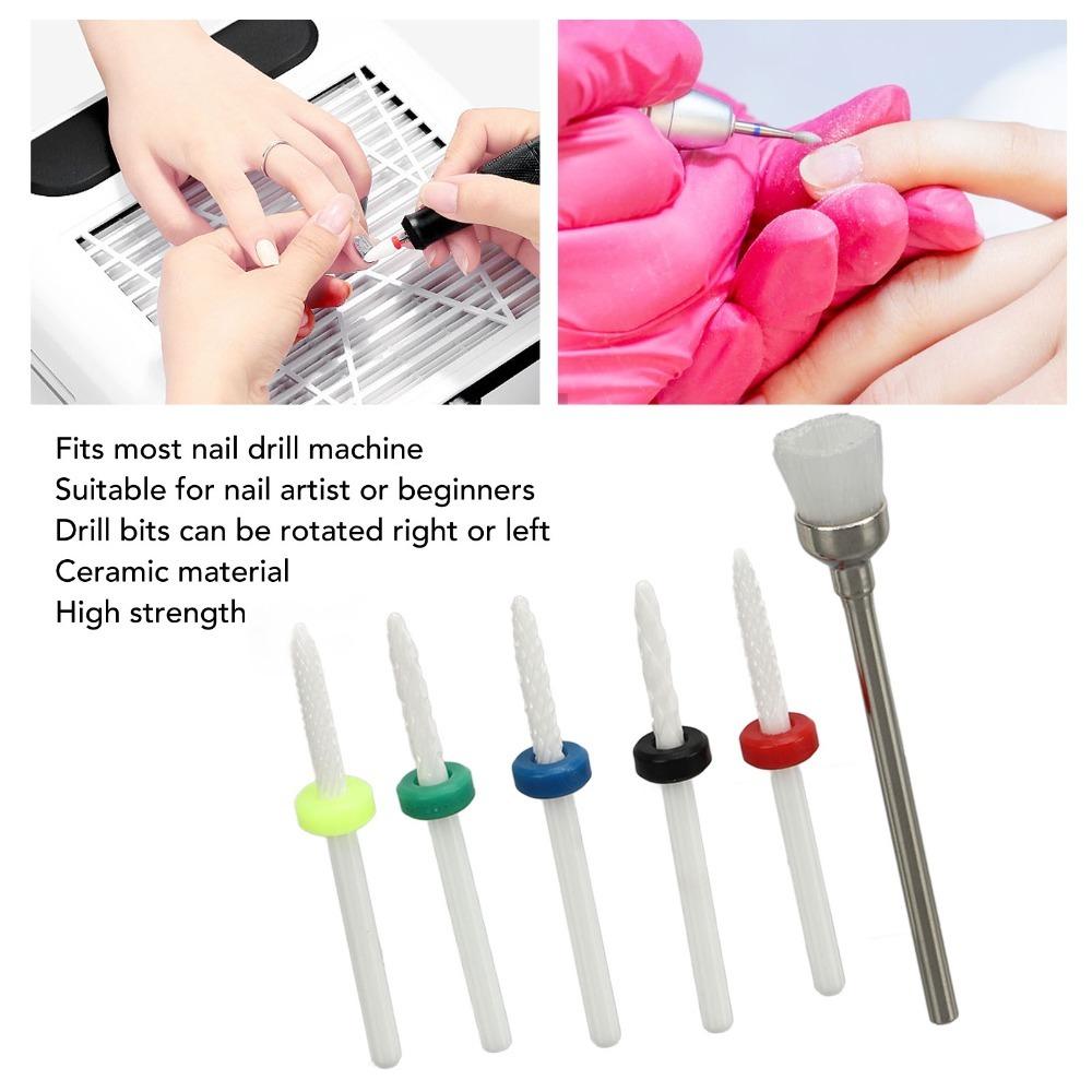 6pcs Premium Ceramic Cuticle Remover Drill Bit Professional Salon Regular Nail Polishing