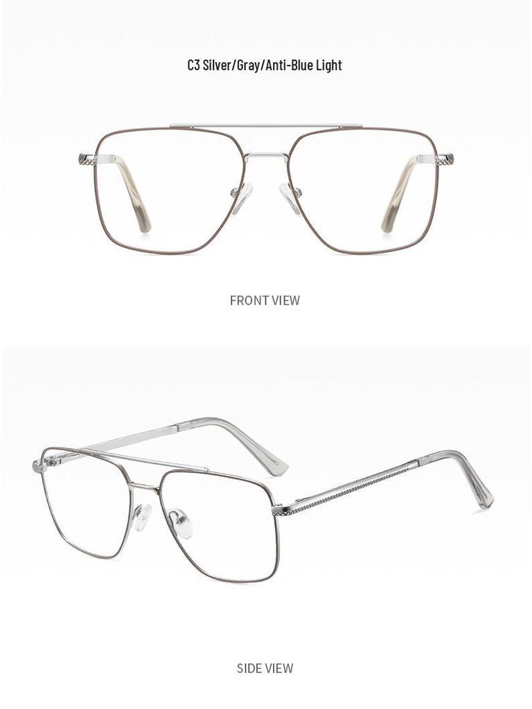 Fashionable High-End Men's Full-Rim Lightweight Metal Glasses with Prescription Lenses for Myopia
