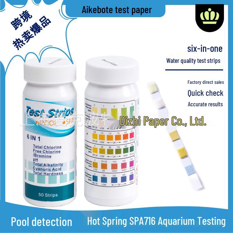 Cross-Border 6-in-1 Water Test Strips: pH, Total Hardness, Chlorine & Alkalinity