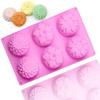 6 Cavity 3D Flower Shaped Silicone Soap Mold Diy Fondant Cake Form Soap Making