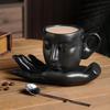 Ceramic Cup And Dish Set Creative Abstract Art Cup And Dish, Suitable For Daily Use With Handheld Coffee Cup And Dish