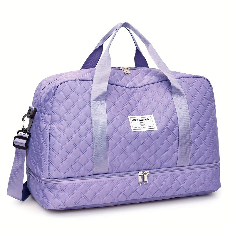 Large Capacity Multifunctial Travel Bag, Spacious Diamd Pattern Sports and Fitness Bag, Portable Weekender Overnight Bag
