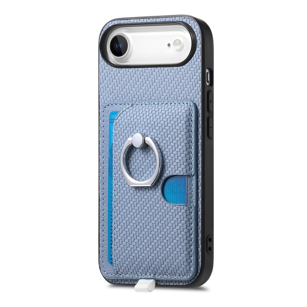 For iPhone Air Case Ring Kickstand Leather Back Cover with Magnetic Detachable Card Holder