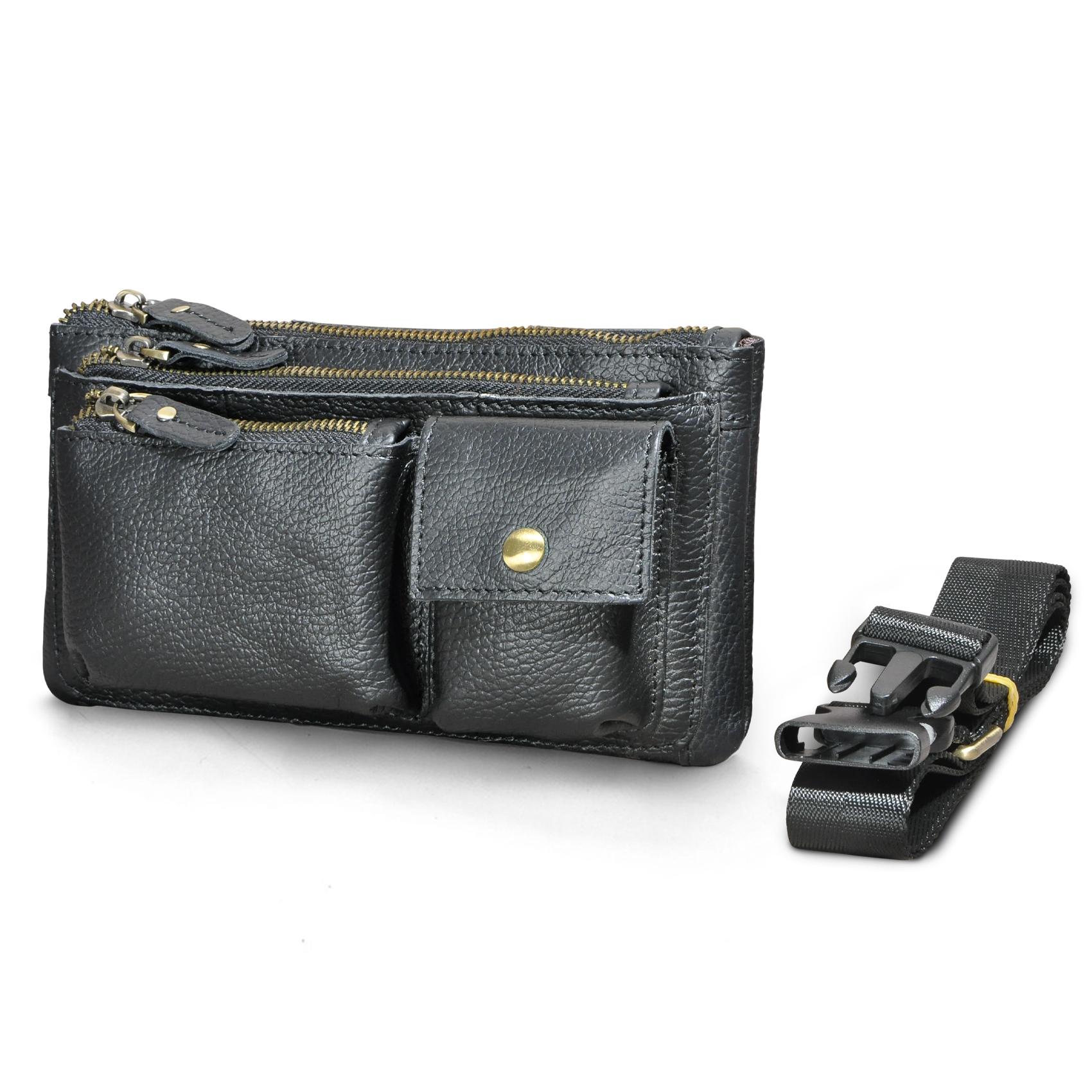 Мужская качественная кожаная повседневная модная дорожная поясная сумка нагрудная сумка — фото 3