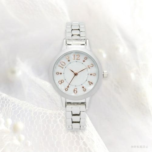 Fieldwork Women's Analog Watch with Metal Band and Shell-Like Stones, 5 ATM Water Resistance, Silver/White, WP Michelle, MKM3514-1