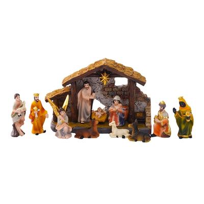 Weihnachtskrippenfiguren Harze Krippenszene Statue mit Stall Heilige Familie Statue Tischdekorationen Heimdekorationen