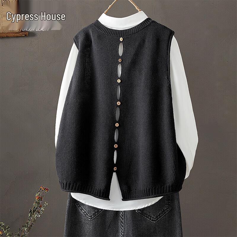 

Женский трикотажный пуловер-жилет из хлопка и смесовых волокон Sibaishai 2XL