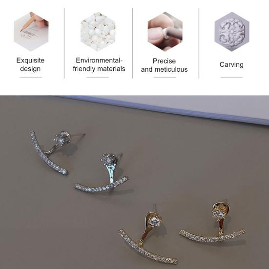 1 Pair Rhinestone Earrings for Women, Cubic Zirconia Stud Earrings, Lightweight Cartilage Helix Earring Jewelry