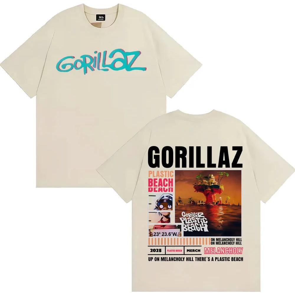 

Rock Band Gorillaz Merch Men s and Women s Retro Fashion Cartoon Large Cotton Casual T-shirt 4XL хакі